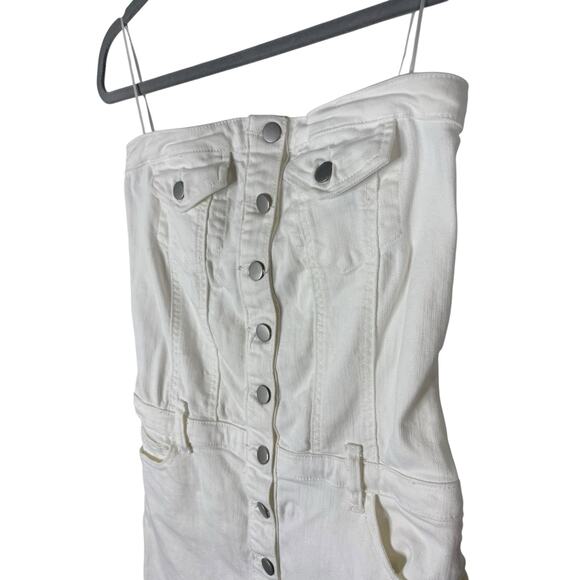 Amanda Uprichard Teyana Dress Strapless Denim Mini Minimalist Chic White Size S - Picture 6 of 12
